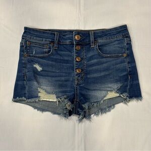 American Eagle High Rise Shortie Shorts Womens Size 6 Distressed Button Fly